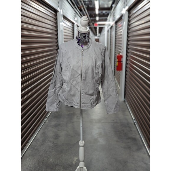 Alfani Large Grey Faux Leather Moto Jacket - Picture 7 of 9